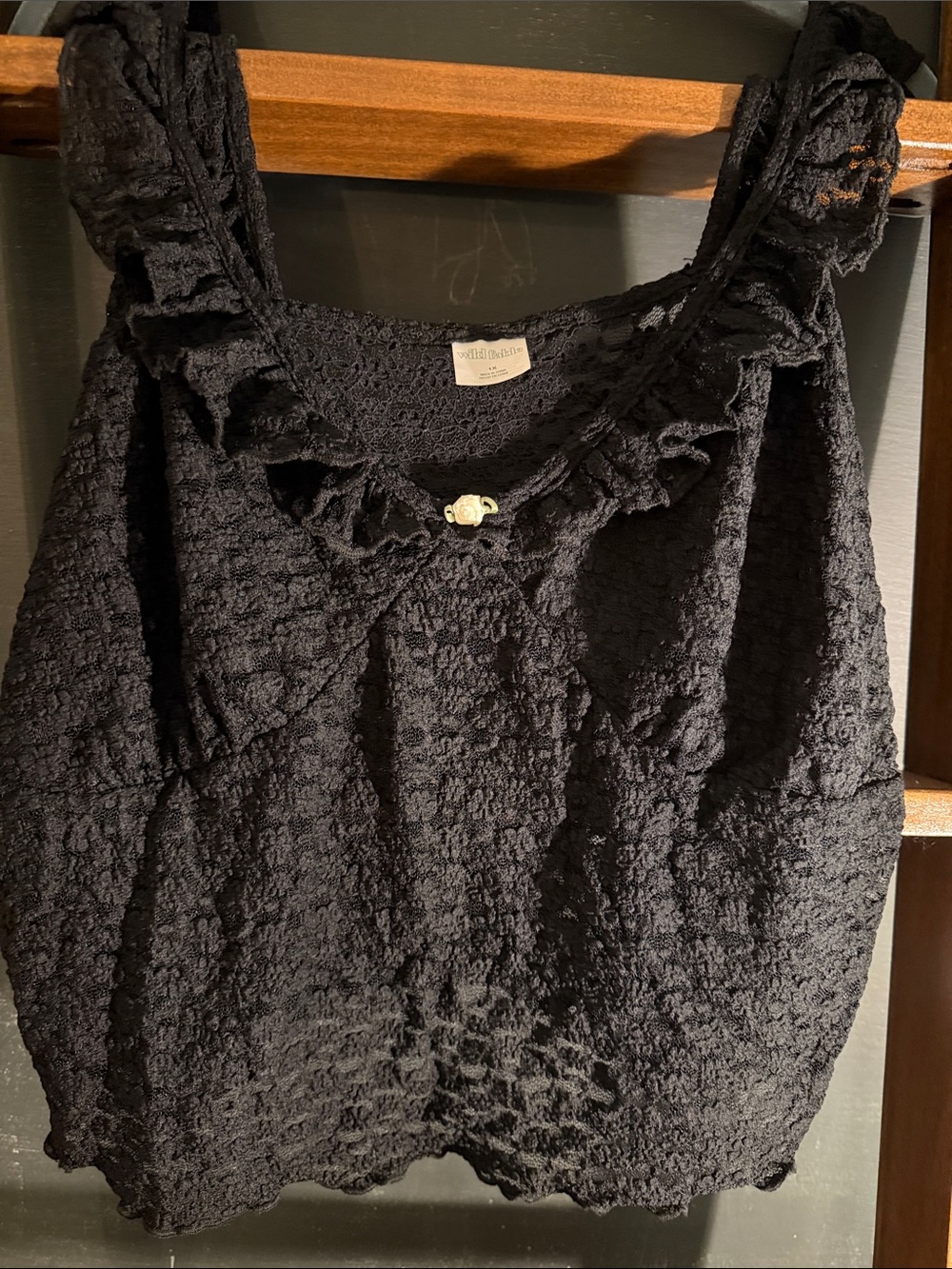 Wild Fable Black Ruffle-Trim Camisole